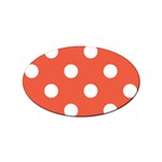 Polka Dots - White on Tomato Red Sticker (Oval)