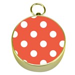 Polka Dots - White on Tomato Red Gold Compass