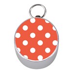 Polka Dots - White on Tomato Red Silver Compass (Mini)