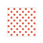 Polka Dots - Tomato Red on White Satin Bandana Scarf
