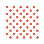 Polka Dots - Tomato Red on White Small Satin Scarf  (Square)
