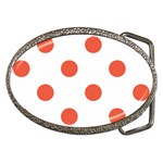 Polka Dots - Tomato Red on White Belt Buckle