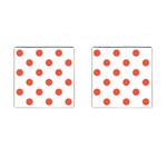 Polka Dots - Tomato Red on White Cufflinks (Square)