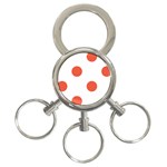 Polka Dots - Tomato Red on White 3-Ring Key Chain