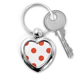 Polka Dots - Tomato Red on White Key Chain (Heart)