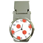 Polka Dots - Tomato Red on White Money Clip Watch