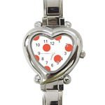 Polka Dots - Tomato Red on White Heart Italian Charm Watch
