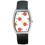 Polka Dots - Tomato Red on White Barrel Style Metal Watch