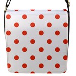 Polka Dots - Tomato Red on White Flap Closure Messenger Bag (S)