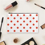 Polka Dots - Tomato Red on White Cosmetic Bag (M)