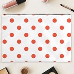 Polka Dots - Tomato Red on White Cosmetic Bag (XXL)