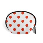 Polka Dots - Tomato Red on White Accessory Pouch (Small)