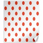 Polka Dots - Tomato Red on White Canvas 8  x 10 