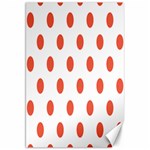 Polka Dots - Tomato Red on White Canvas 20  x 30 
