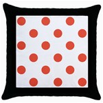 Polka Dots - Tomato Red on White Throw Pillow Case (Black)