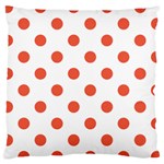 Polka Dots - Tomato Red on White Large Cushion Case (Two Sides)