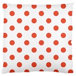 Polka Dots - Tomato Red on White Large Flano Cushion Case (Two Sides)