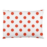 Polka Dots - Tomato Red on White Pillow Case (One Side)