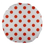 Polka Dots - Tomato Red on White Large 18  Premium Round Cushion