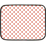 Polka Dots - Tomato Red on White Double Sided Fleece Blanket (Mini)