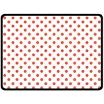 Polka Dots - Tomato Red on White Fleece Blanket (Large) (One Side)