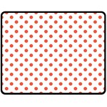 Polka Dots - Tomato Red on White Double Sided Fleece Blanket (Medium) (Two Sides)