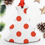 Polka Dots - Tomato Red on White Ornament (Christmas Tree)