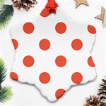 Polka Dots - Tomato Red on White Ornament (Snowflake)
