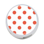Polka Dots - Tomato Red on White 4-Port USB Hub (Two Sides)