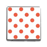 Polka Dots - Tomato Red on White Memory Card Reader (Square)