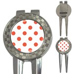 Polka Dots - Tomato Red on White 3-in-1 Golf Divot