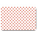 Polka Dots - Tomato Red on White Large Doormat