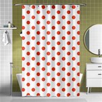 Polka Dots - Tomato Red on White Shower Curtain 48  x 72  (Small)