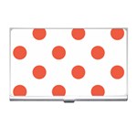 Polka Dots - Tomato Red on White Business Card Holder