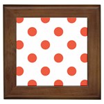 Polka Dots - Tomato Red on White Framed Tile
