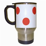 Polka Dots - Tomato Red on White Travel Mug (White)