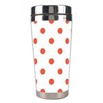 Polka Dots - Tomato Red on White Stainless Steel Travel Tumbler