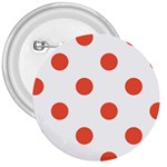 Polka Dots - Tomato Red on White 3  Button