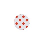 Polka Dots - Tomato Red on White 1  Mini Magnet