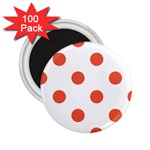 Polka Dots - Tomato Red on White 2.25  Magnet (100 pack)