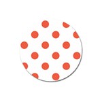 Polka Dots - Tomato Red on White Magnet 3  (Round)