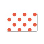 Polka Dots - Tomato Red on White Magnet (Name Card)