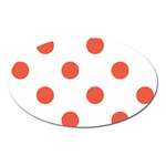 Polka Dots - Tomato Red on White Magnet (Oval)