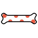 Polka Dots - Tomato Red on White Magnet (Dog Bone)