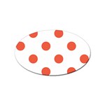 Polka Dots - Tomato Red on White Sticker (Oval)