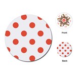 Polka Dots - Tomato Red on White Playing Cards (Round)