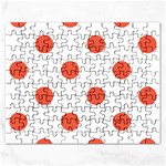 Polka Dots - Tomato Red on White Jigsaw Puzzle (Rectangular)