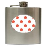 Polka Dots - Tomato Red on White Hip Flask (6 oz)