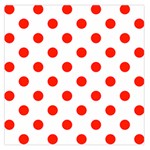 Polka Dots - Ferrari Red on White Large Satin Scarf (Square)