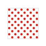 Polka Dots - Ferrari Red on White Satin Bandana Scarf